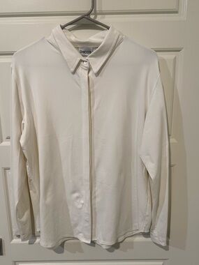 Chico's Cream Button-Front Collared Blouse